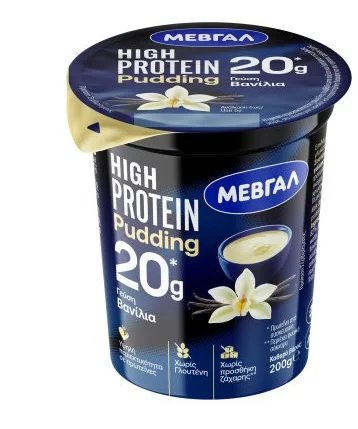 ΜΕΒΓΑΛ High Protein Πουτίγκα με γεύση Βανίλια Χωρίς γλουτένη Χωρίς προσθήκη ζάχαρης 200g