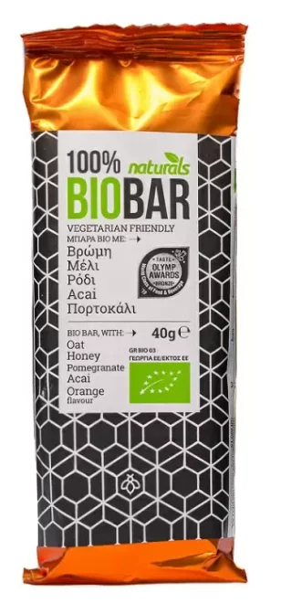 Μπάρα με βρώμη, μέλι, ρόδι, acai και πορτοκάλι