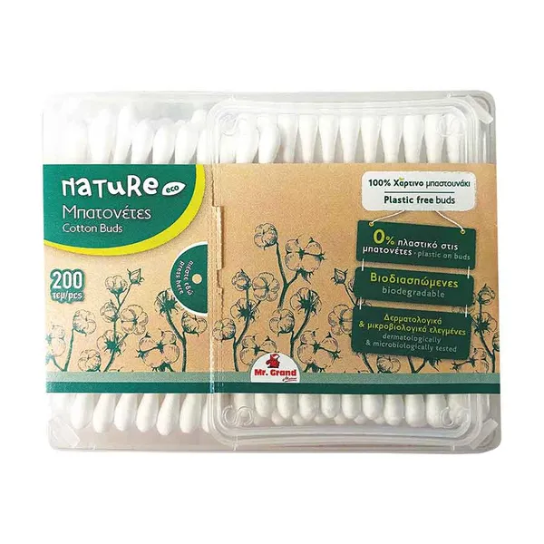 MrGrand Μπατονέτες Cotton Οικολογικό Χάρτινο Stick 200τεμ.
