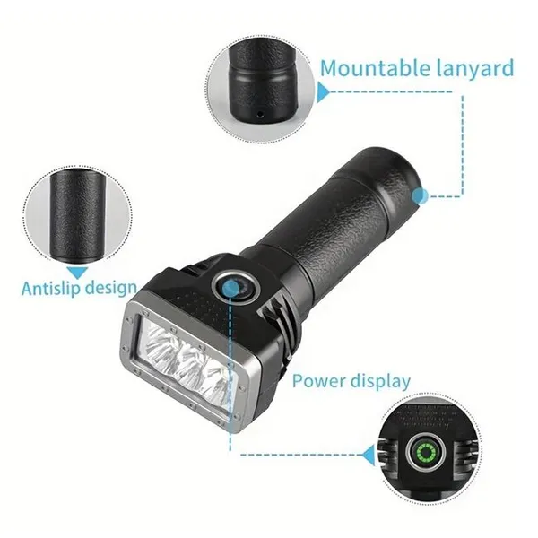 Φακός led USB επαναφορτιζόμενος με 4 λειτουργίες φωτός