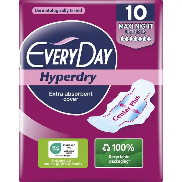 Every Day Hyperdry Σερβιέτες Ultra Plus Maxi Night 10τεμ.
