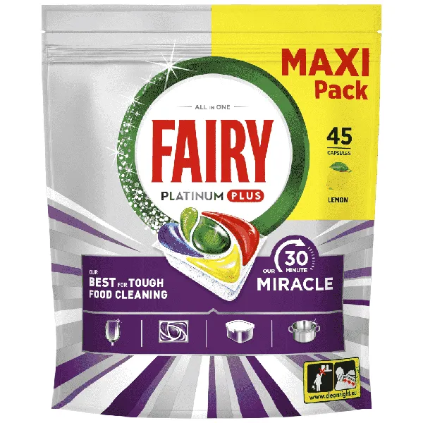 Platinum Plus Miracle Κάψουλες Πλυντηρίου Πιάτων Λεμόνι 45τεμ. MAXI Pack