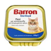 BARRON Sterilised Υγρή Τροφή Πατέ με Κοτόπουλο για Στειρωμένες Γάτες 100g