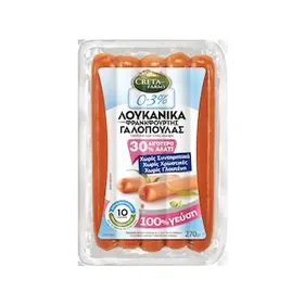ΕΝ ΕΛΛΑΔΙ Λουκάνικα Γαλοπούλας Χωρίς Φρανκφούρτης 30% Λιγότερο Αλάτι 270g