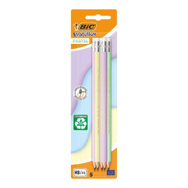 Ξύλινο μολύβι γραφίτη BIC® Evolution® Pastel 5 τεμ.