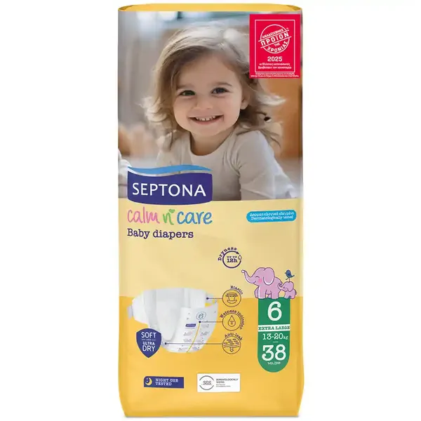 Septona Calm N' Care Βρεφικές Πάνες Extra Large No6 (13-27kg.) 38τεμ.
