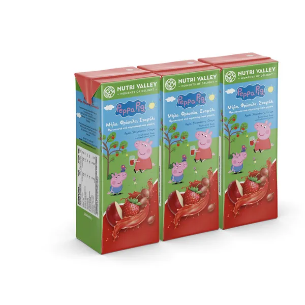 Παιδικός χυμός NUTRI VALLEY PEPPA PIG ΦΡΑΟΥΛΑ-ΜΗΛΟ-ΣΤΑΦ. & ΠΟΡΤ. ΜΗΛΟ-ΡΟΔΑΚ. ΒΕΡΙΚ. 250ml