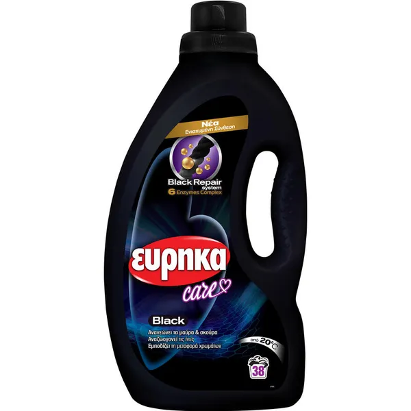 Υγρό πλυντηρίου ρούχων ΕΥΡΗΚΑ care για μαύρα & σκούρα 38μεζ. 1,52λίτ.