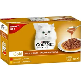 γατοτροφή gourmet gold βοδινό & κοτόπουλο 4x85g