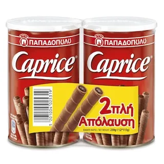 CAPRICE Πουράκια Γκοφρέτα Βιενουάζ Κρέμα Φουντουκιού & Κακάο 2 X 115gr