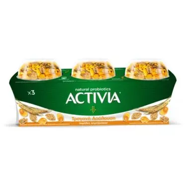 ACTIVIA Επιδόρπιο Γιαουρτιού Τραγανή Απόλαυση Νιφάδες Δημητριακών 3x 188gr