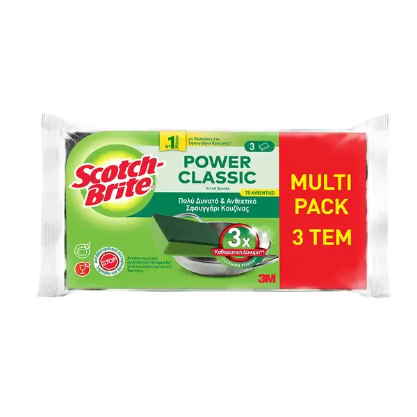 SCOTCH BRITE σφουγγαράκια κουζίνας αντιβακτηριδιακά (3τεμ.)
