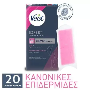 VEET Ταινίες Αποτρίχωσης Expert για Σώμα και Πόδια Κρύο Κερί για Κανονικές Επιδερμίδες 20τμχ.