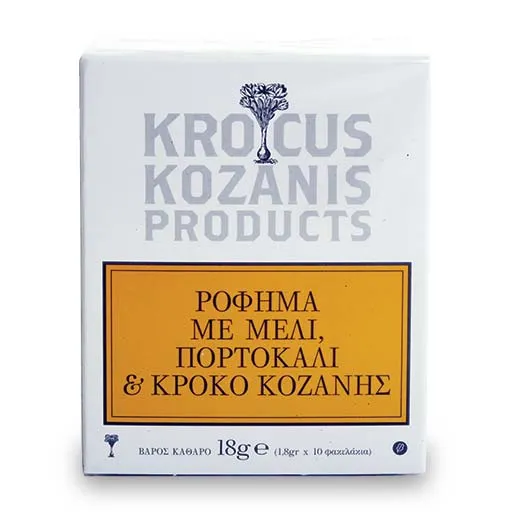 Krocus Kozanis Ρόφημα Με Μέλι Πορτοκάλι & Κρόκο Κοζάνης 10x1,8γρ.