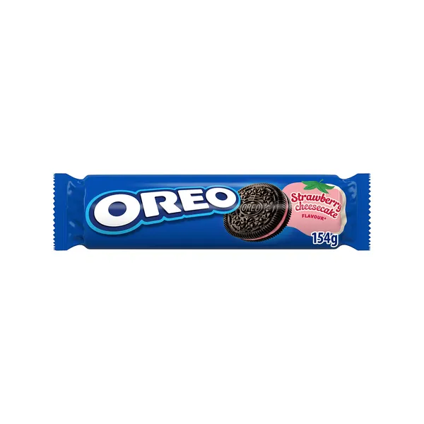 OREO μπισκότα γεμιστά με κρέμα strawberry cheesecake 154γρ. / OREO μπισκότα γεμιστά με κρέμα βανίλια 154γρ.