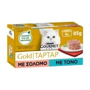 GOURMET Gold Υγρή Τροφή Γάτας Ταρτάρ με Τόνο & Σολομό 4x85g