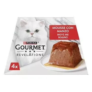 PURINA GOURMET™ REVELATIONS™ Μους Βοδινό  με ένα "σιντριβάνι" ζουμερής σάλτσας 4x57g