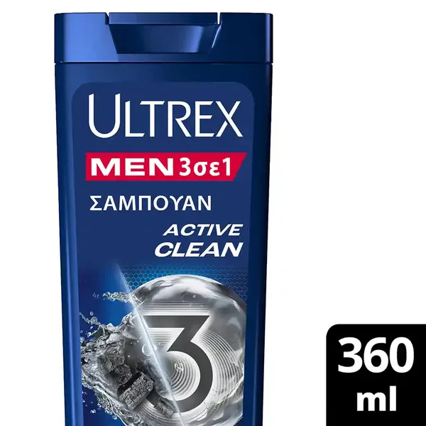 Ultrex Men Σαμπουάν Active Clean 3σε1 360ml.