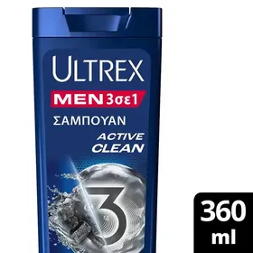 Ultrex Men Σαμπουάν Active Clean 3σε1 360ml.