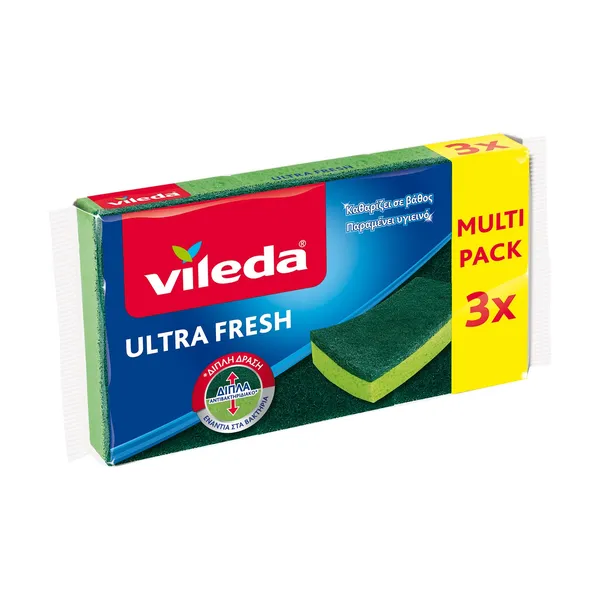 VILEDA Σφουγγαράκι Κουζίνας Αντιβακτηριδιακό Ultra Fresh 3τεμ