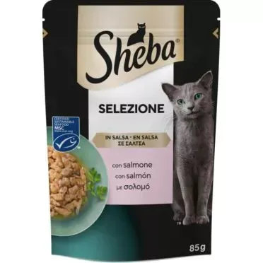 SHEBA® Adult Πλήρης Υγρή Τροφή Γάτας Σολομός σε Σαλτσα Φακελάκι 85g