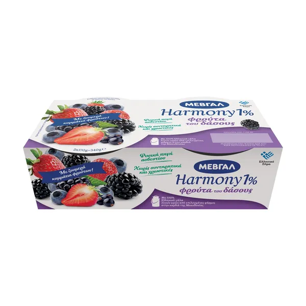 Harmony Επιδόρπιο Γιαουρτιού 1% Φρούτα του Δάσους 2x170g