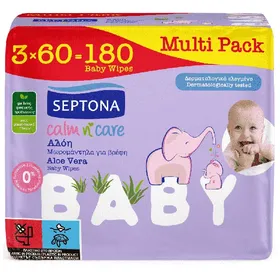 SEPTONA μωρομάντιλα calm n' care αλόη (3x60τεμ)