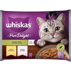 WHISKAS® Pure Delight Adult Πλήρης Υγρή Τροφή Γάτας  Επιλεγμένες Ποικιλίες σε Ζελέ (Τόνος, Σολομός,) Φακελάκι Πολυσυσκευασία 4X85g