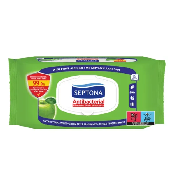 SEPTONA antibacterial μαντηλάκια 60τεμ με καπάκι