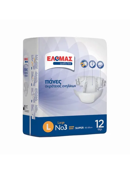 ΕΛΟΜΑΣ πάνες ακράτειας ενηλίκων No3 large 12 τεμαχίων