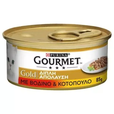 GOURMET GOLD DOUBLE PLEASURE ΜΕ ΒΟΔΙΝΟ ΚΑΙ ΚΟΤΟΠΟΥΛΟ 85g