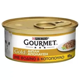 GOURMET GOLD DOUBLE PLEASURE ΜΕ ΒΟΔΙΝΟ ΚΑΙ ΚΟΤΟΠΟΥΛΟ 85g