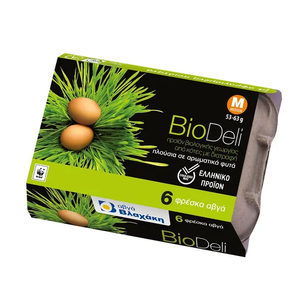 Αυγά ΒΛΑΧΑΚΗ Bio Deli Μεσαία Βιολογικά 6τεμ 53-63g