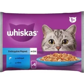WHISKAS® CORE Adult Πλήρης Υγρή Τροφή Γάτας Επιλεγμένα Ψαρικά (Τόνος, Σολομός) Φακελάκι Πολυσυσκευασία 4x85g