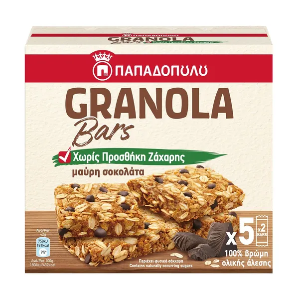 μπάρες granola με σοκολάτα χωρίς ζάχαρη