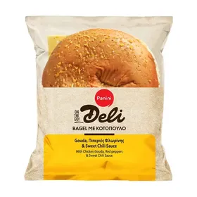 Panini Deli Bagel Με Κοτόπουλο Gouda Πιπεριές Φλωρίνης & Sweet Chilli Sauce 170γρ.
