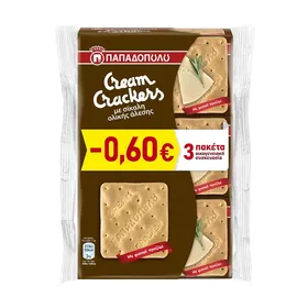 Cream Crackers με Σίκαλη Ολικής Άλεσης Vegan 3x175g