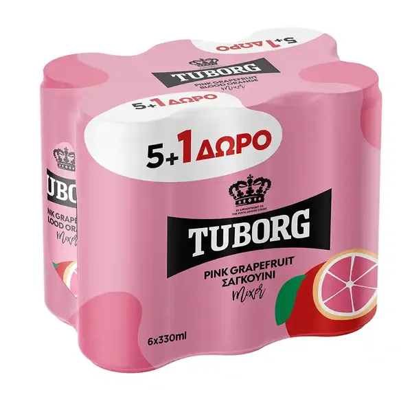 Tuborg Pink Γκρέιπφρουτ Σαγκουίνι 330ml. 5+1Δώρο