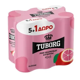 Tuborg Pink Γκρέιπφρουτ Σαγκουίνι 330ml. 5+1Δώρο