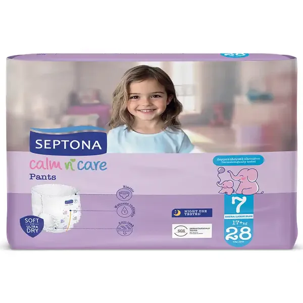 Septona Calm N' Care Pants Βρεφικές Πάνες Βρακάκι Νο7 (17+kg.) 28τεμ.