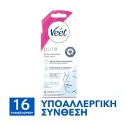 VEET Pure Αποτριχωτικές Ταινίες Κεριού Προσώπου για Ευαίσθητες Επιδερμίδες 16τεμ