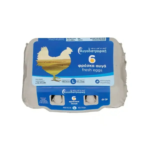 Αβγά ΑΥΓΟΔΙΑΤΡΟΦΙΚΗ μεγάλα 63-73γρ. 6τεμ.