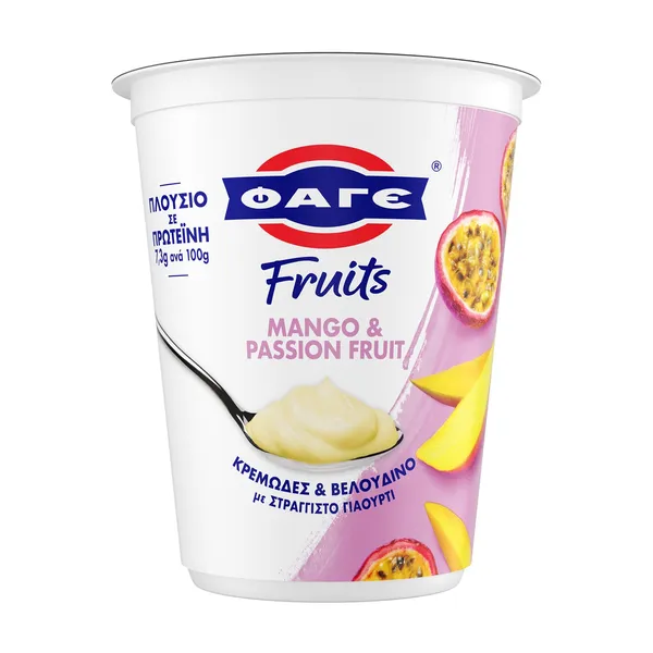 FRUITS επιδόρπιο στραγγιστού γιαουρτιού με φράουλα ή mango & passion fruit ή καρύδα ή βανίλια 380g