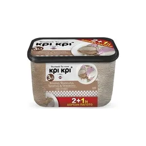 ΚΡΙ ΚΡΙ Βανίλια Φράουλα Μπισκότο Οικογενειακό Παγωτό 1500gr