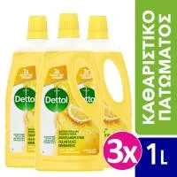 Dettol Καθαριστικό Πατώματος Αντιβακτηριδιακό Λεμόνι, 3x1lt