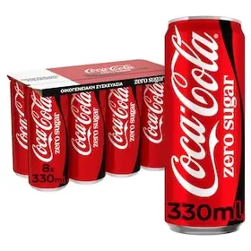 COCA COLA Αναψυκτικό Cola Zero Κουτί 8x330ml