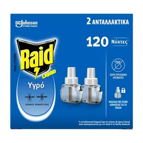 Raid Εντομοαπωθητικό Υγρό Ανταλλακτικό 60 Nύχτες 2x36ml.
