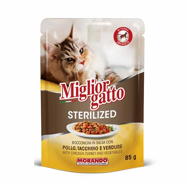 Miglior Gatto Για Στειρωμένες Γάτες Κοτόπουλο Γαλοπούλα & Λαχανικά 85γρ.
