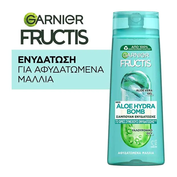 L'oreal Garnier Fructis Σαμπουάν Aloe Hydra Bomb Για Κανονικά Μαλλιά Για Ενυδάτωση 400ml.