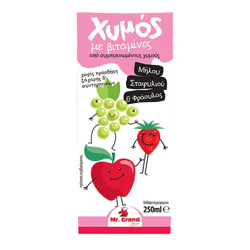 MrGrand Χυμός Μήλο Σταφύλι Φράουλα 250ml.